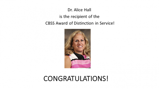 Alice Hall received the CBSS Award of Distinction in Service 2021