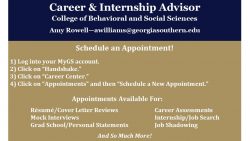 Career and Internship Advisor is Amy Rowell