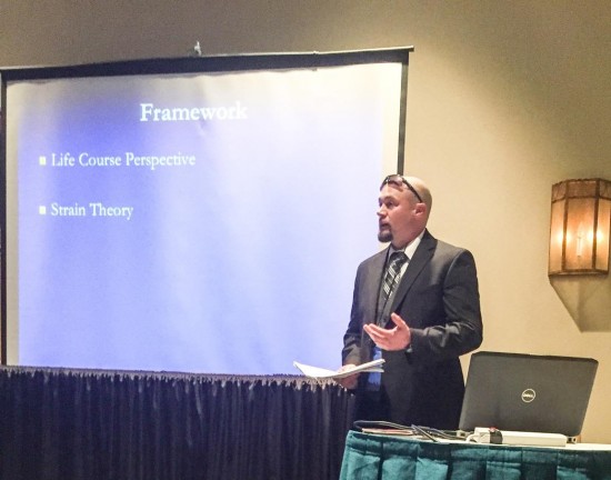 Graduate student Joseph Bacot presents research at the Academy of Criminal Justice Sciences conference in Orlando, FL
